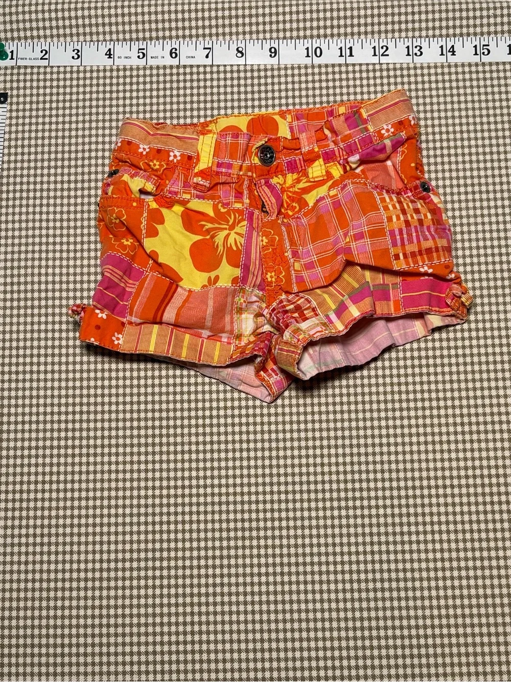 Girls' Patchwork Floral Ruffle Shorts - Orange/Pink